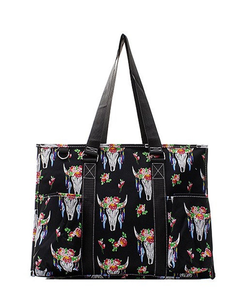 PersonalizedMonogrammed Black Steer HeadCow Skull Small Utility ToteTote Bag