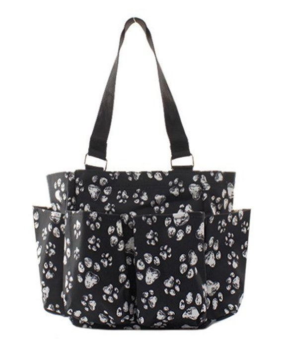 Black and Gold Paw Print Grooming ToteCaddy Bag HorseDog PersonalizedMonogrammed