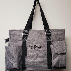 Small Utility Tote/Tote Bag - Gray Stone Wash - Personalized/Monogrammed