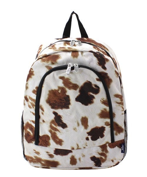 Alien Eyes Cow Print Backpack Bag-White