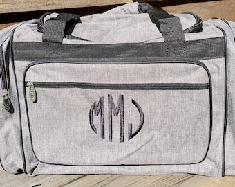 Duffel/Overnight Bag/Gym Bag - Gray Stone Wash  - Personalized/Monogrammed