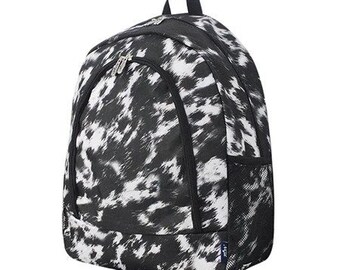 Black Cow Couture Print Backpack/Bookbag - Western - Canvas - Personalized/Monogrammed