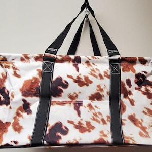 Cow Print Large Utility Tote/Tote Bag - Personalized/Monogrammed