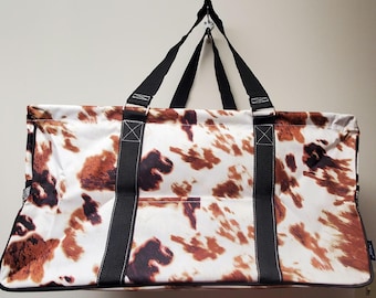Cow Print Large Utility Tote/Tote Bag - Personalized/Monogrammed