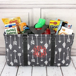 Arrow Large Utility Tote/Tote Bag - Gray -  Personalized/Monogrammed