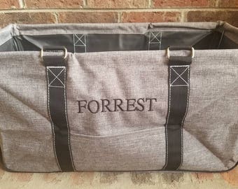 Large Utility Tote/Tote Bag - Stone Wash Gray - Personalized/Monogrammed