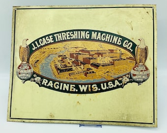 Vintage J.I. Case Threshing Machine Co. Sign Metal 1992 Racine, Wisconsin Repo