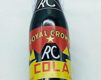 Vintage RC Royal Crown Pyramid Cola Glass Soda Bottle Full