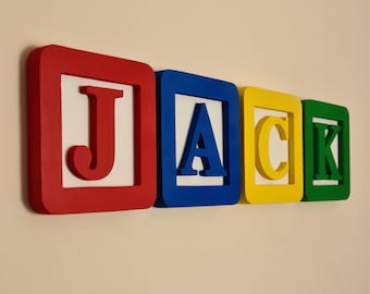 Blocs d'alphabet en bois de style Toy Story. Blocs de noms. Blocs personnalisés. Décoration de chambre d'enfant.