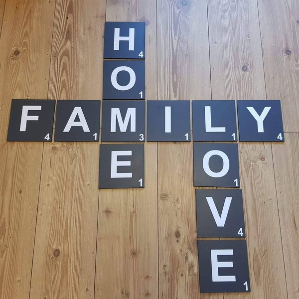 Large Wooden Scrabble Tiles. Personalised Wall Sign