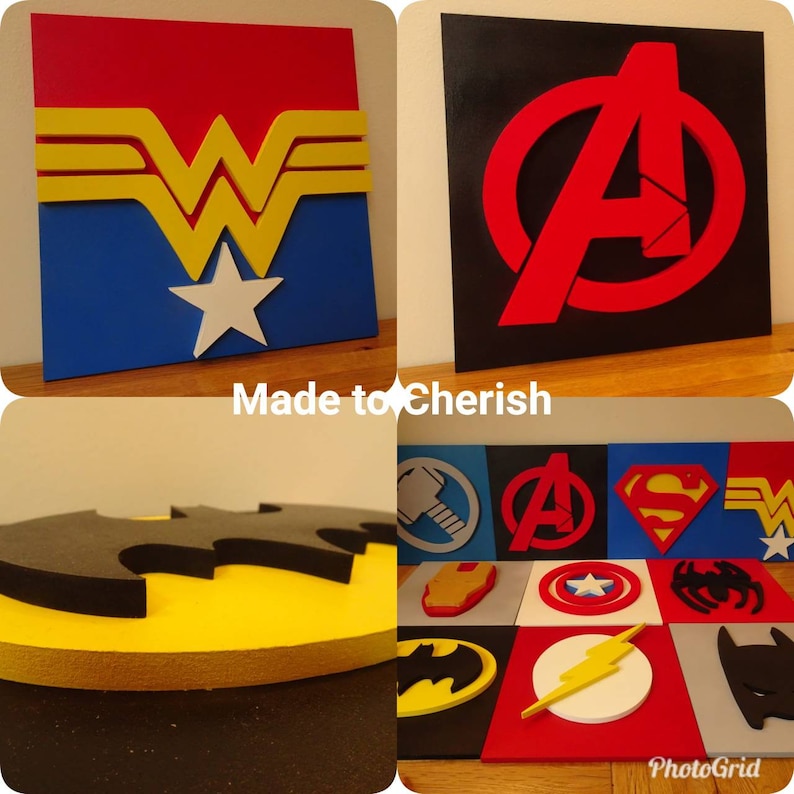 Wooden Handmade Superhero Wall Signs / Plaque. Avengers . Etsy UK