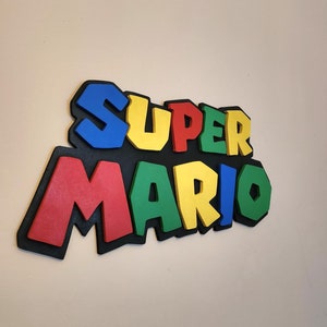 &quot;Handgemachte &quot;&quot;Super Mario&quot;&quot; 3D-Schicht aus Holz, Schildchen / Schild.&quot; Kann Personalisiert werden. Kinderzimmer Dekor