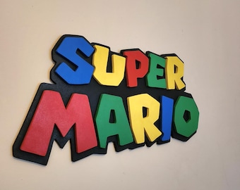 Wooden Handmade Super Mario 3D Layered Sign / Plaque. Can be Personalised. Children / Nursery Decor