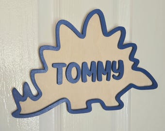 Personalised Wooden Dinosaur Name Sign: Nursery Decor