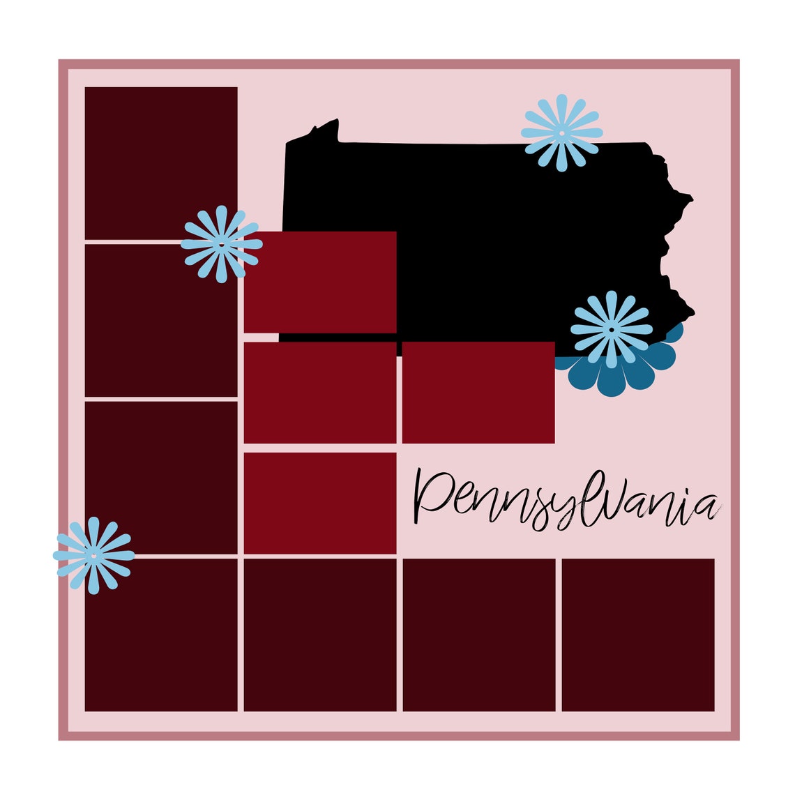 Pennsylvania Digital Scrapbook Layout Template Etsy