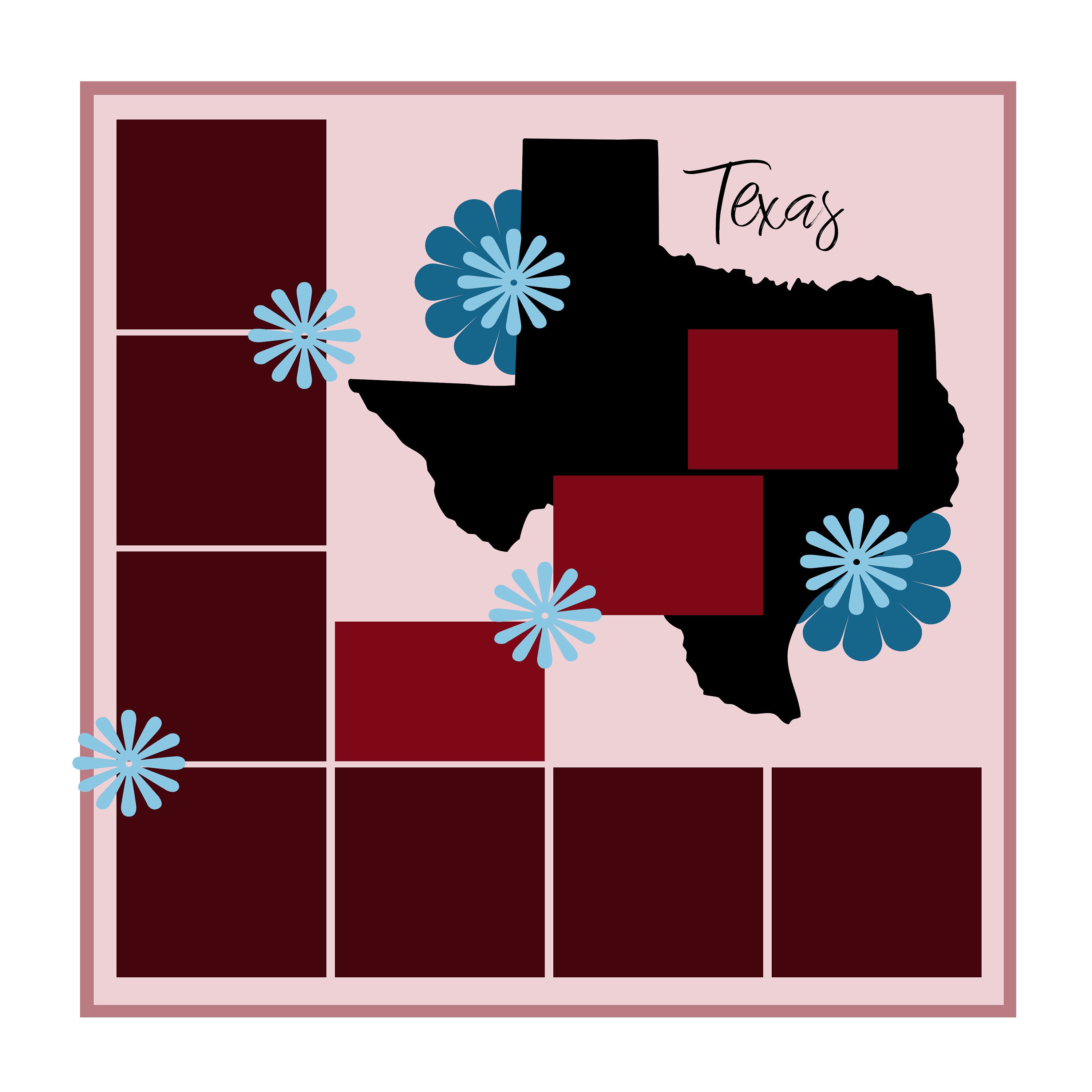 Texas Digital Scrapbook Layout Template Etsy