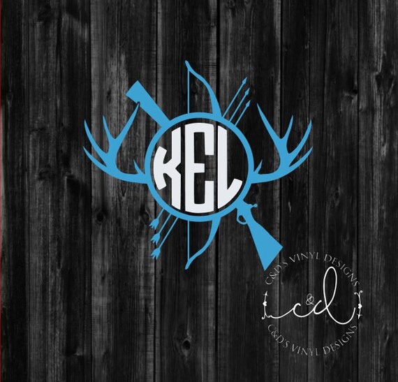 Hunting Monogram Decal Monogram Deer Hunting Decal Etsy