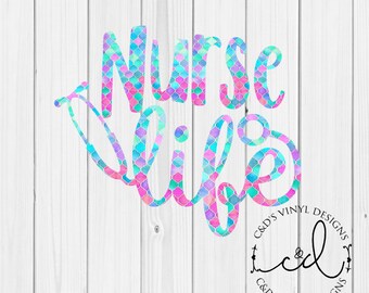 Nurse Life Decal - Preppy Pattern Monogram Decal - Stethoscope Decal - Nurse Decal - Nurse Gift - Stethoscope Decal - Nurse Life Decal