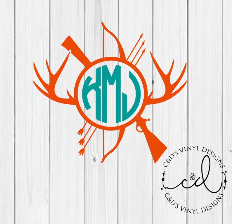 Hunting Monogram Decal Monogram Deer Hunting Decal Etsy