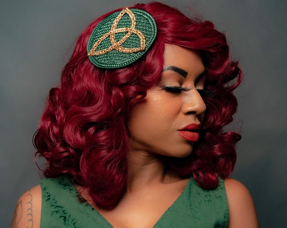 Irish Celtic Knot St. Patrick’s Day Fascinator Classy Golden Forest Deep Green St. Pat’s Headpiece Padraig Novelty Holiday Accessories