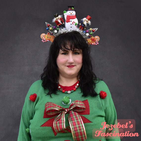 Christmas Headband, Ugly Sweater Party Head Piece, New Custom Holiday Party Gift Holiday Headpiece Christmas Headband Fascinator Ugly Sweater  main image 4