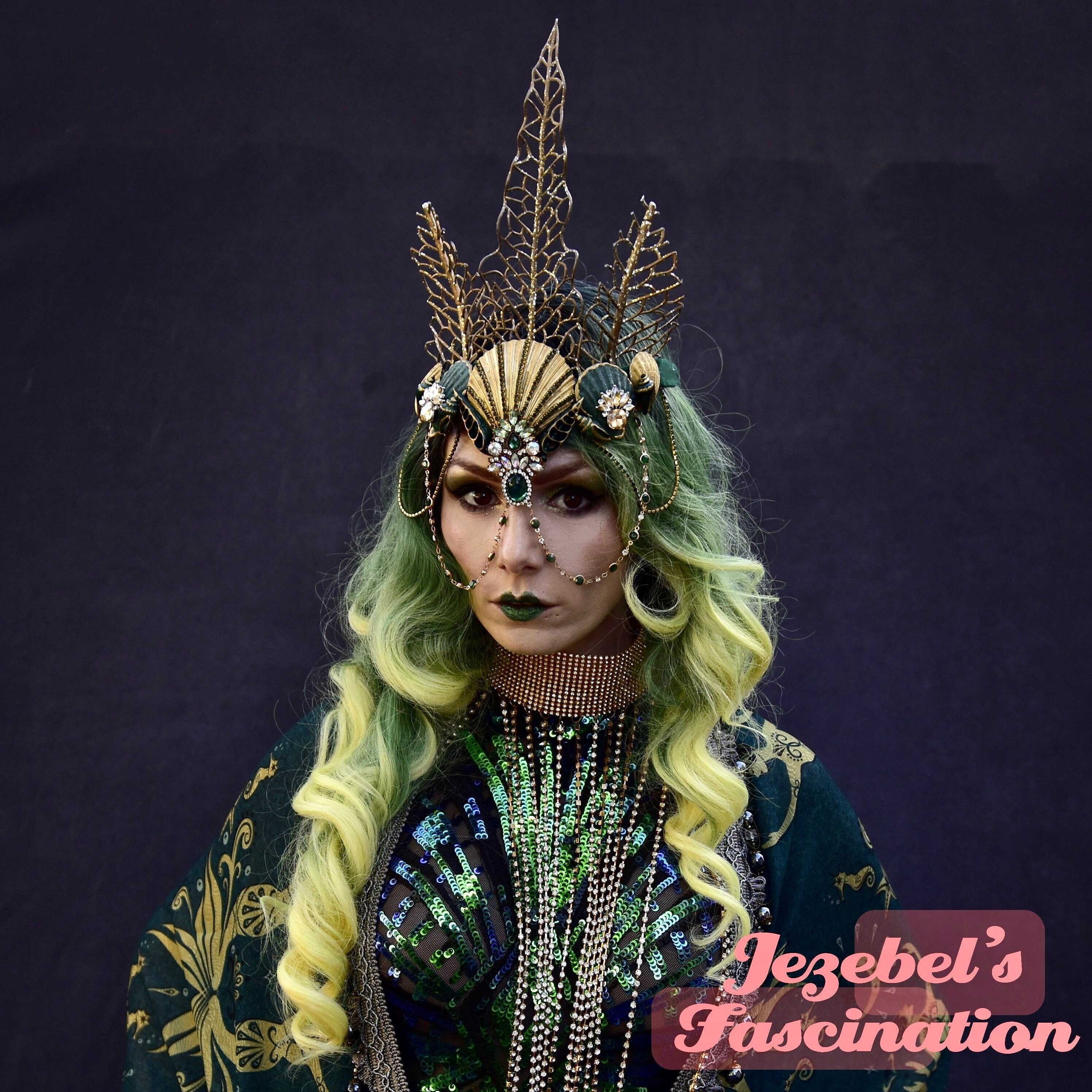 Golden Ocean Mermaid Siren Crown, Emerald Sea Calypso  display picture 1