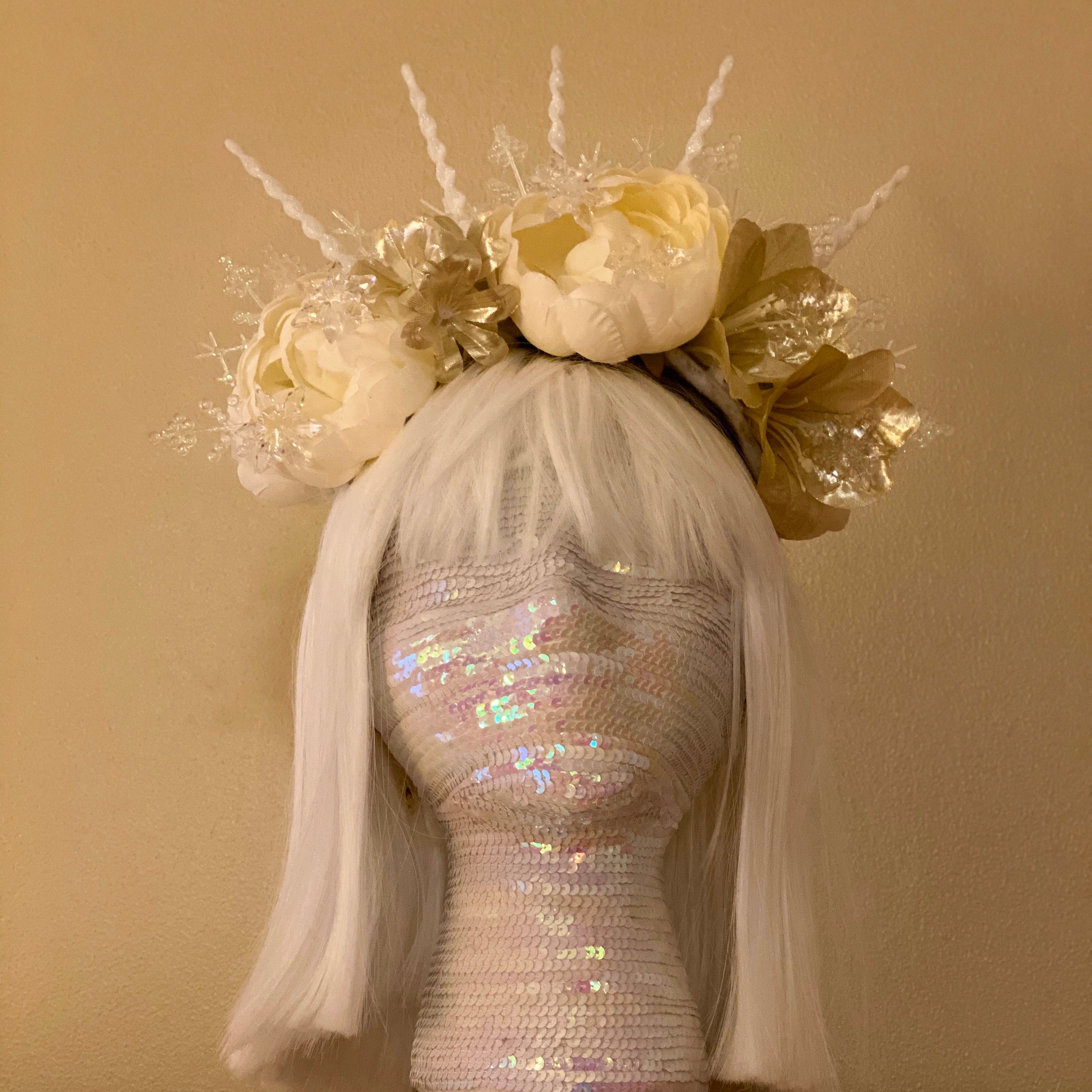 Snowflake Ice Halo White Queen Crown Fairy Princess