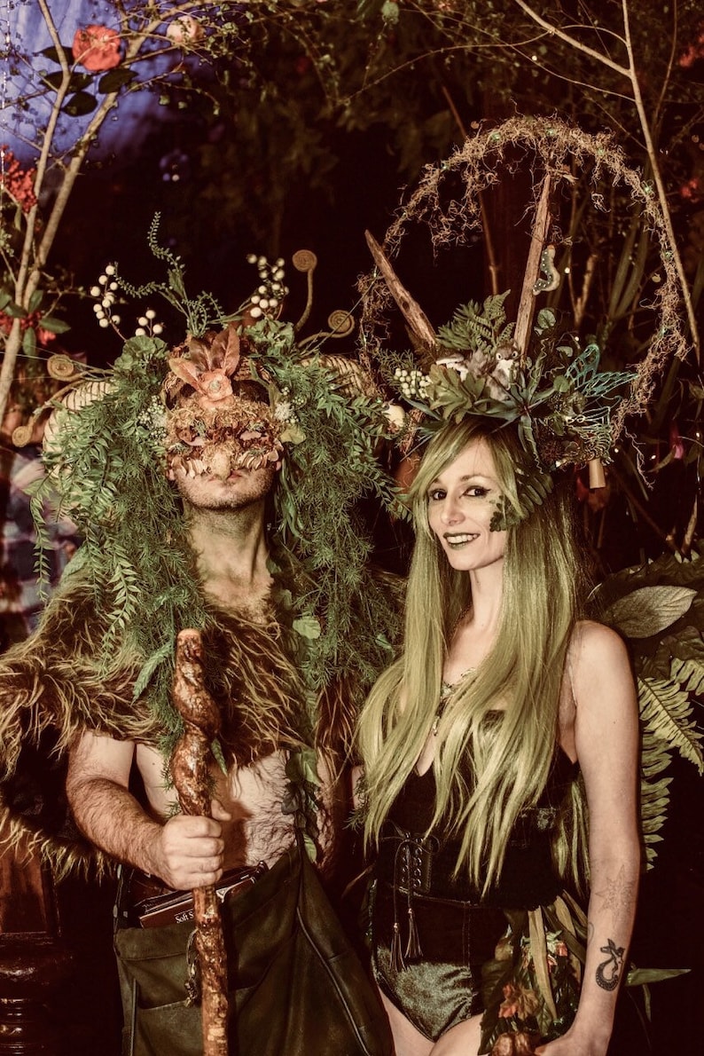 Green Man Masquerade Mask Woodland Forest Bohemian Moss Jack Berries Carnevale Carnival Druid Theater Nature Renaissance Festival Brown
