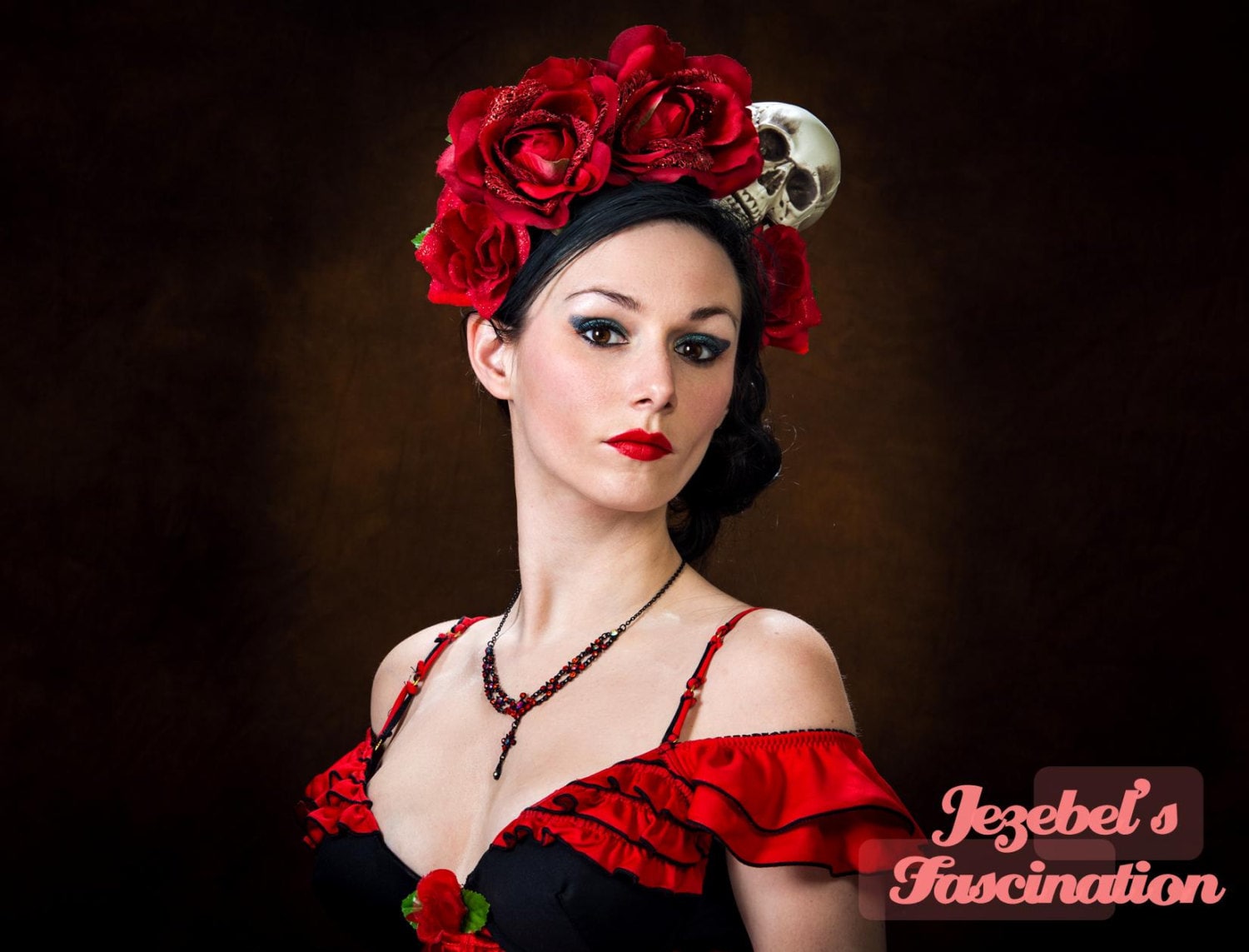 Blumenkrone Tag der Toten Halo Catrina Dia de los Muertos Rote Rose  Totenkopf Kopfschmuck Königin Kostüm Kopfschmuck Frida Stirnband - .de