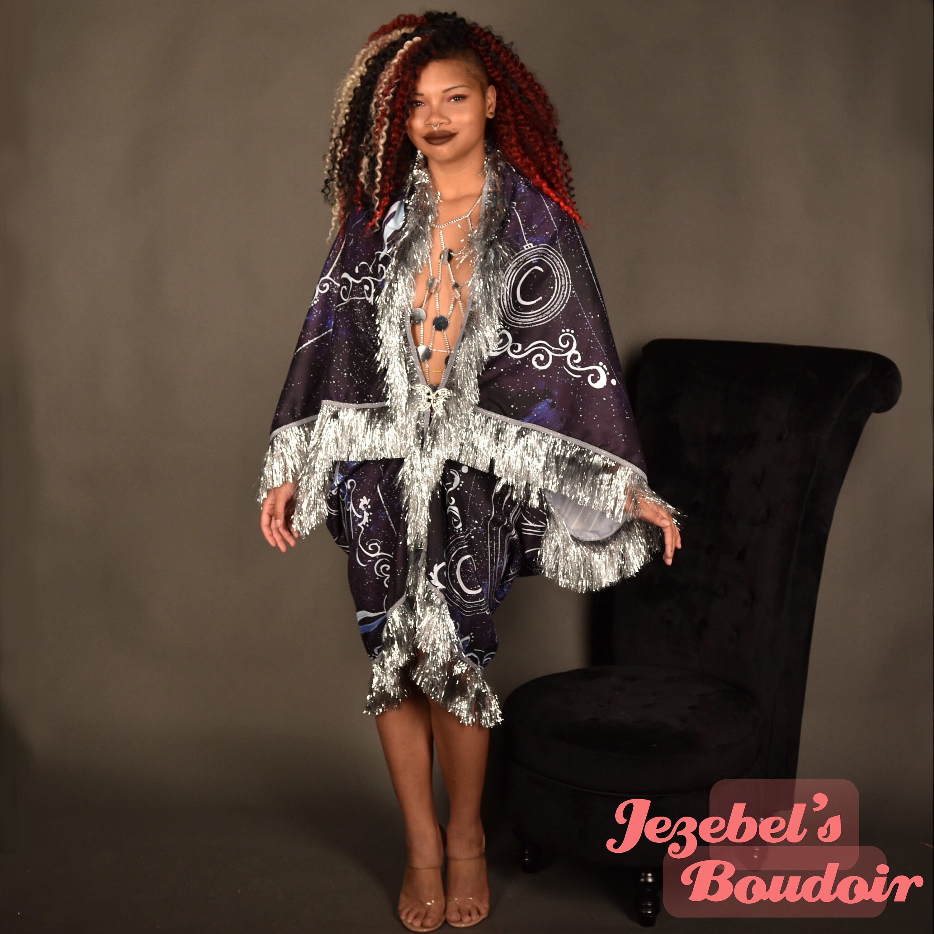 Art Nouveau Bat Wing Gown Star Dressing Robe Navy Oracle - Etsy