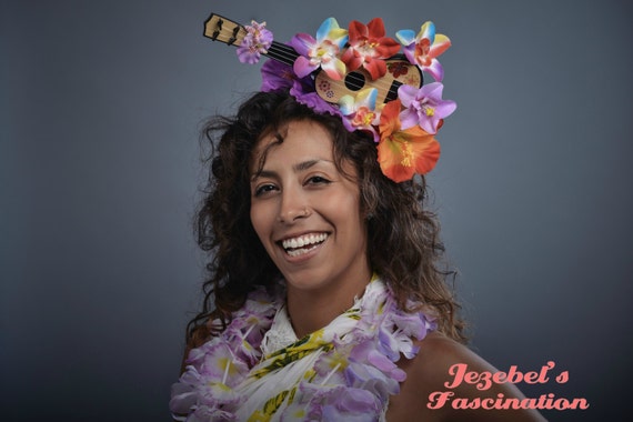 Tropical Luau Hula Pink/Purple Flower Lei Headband Amazon.com : Rainview Creations Hawaii Floral Headband-haku  main image 3