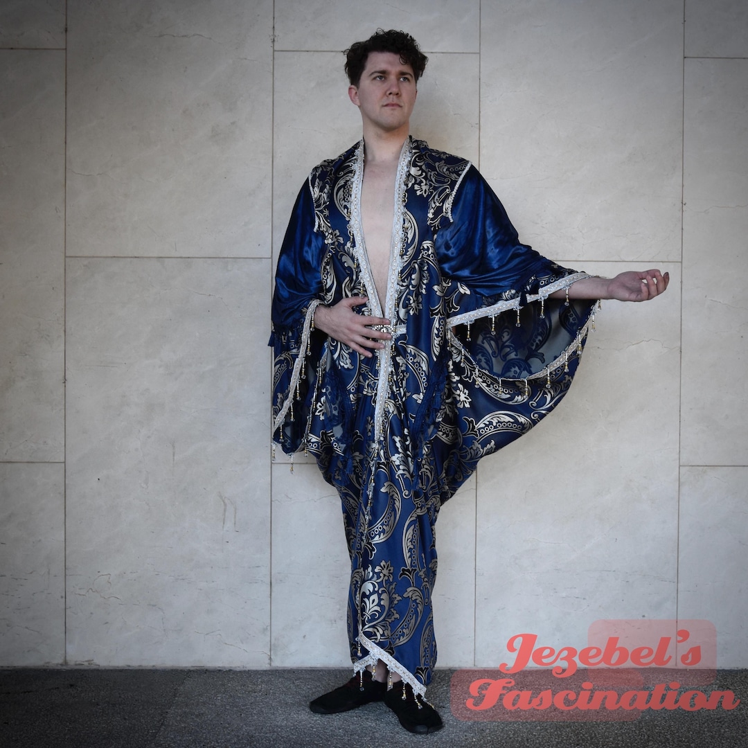 sapphire-brocade-dressing-gown-sultry-goddess-drag-queen-regal-ornate