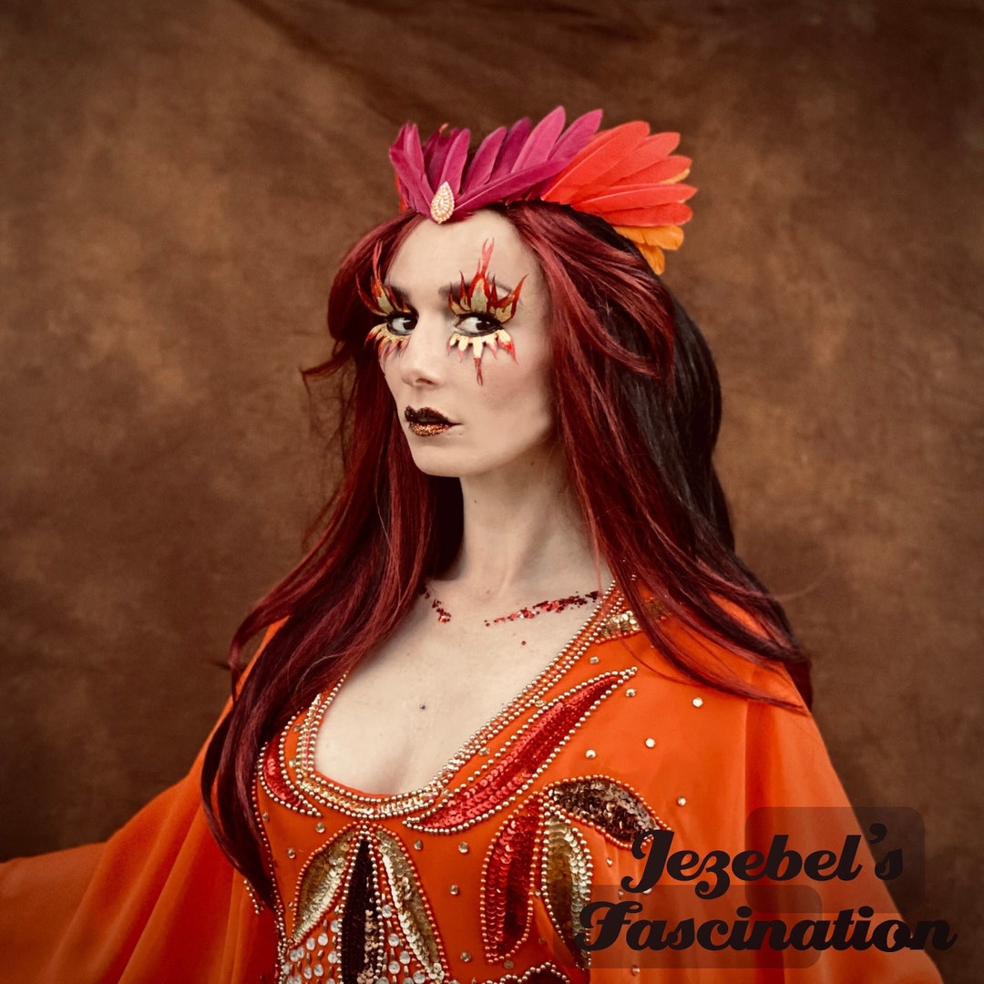 Phoenix Flames Feather Crown Fire Bird Four Elements Rave Etsy