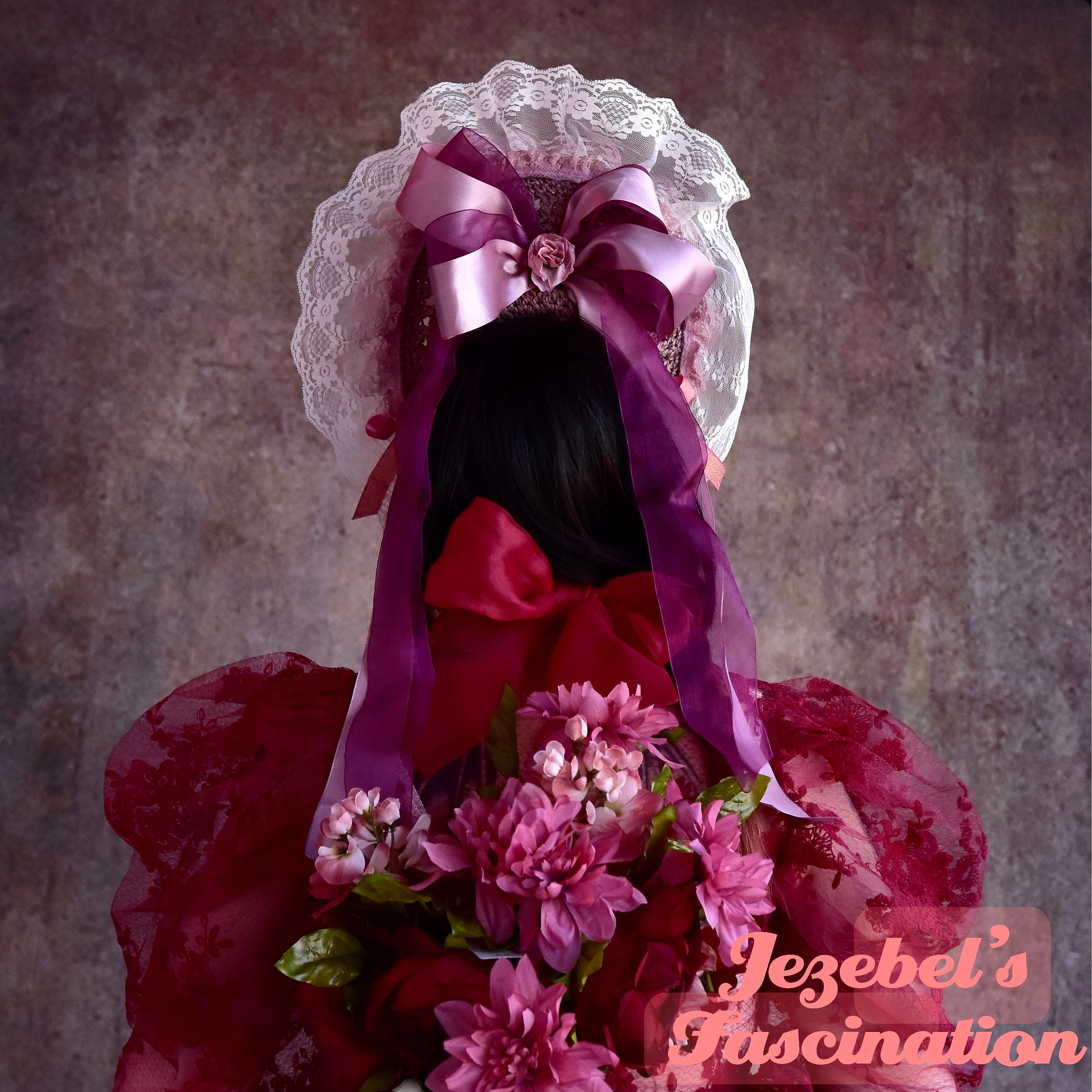 Victorian Bonnet Cottagecore Headpiece, Mauve Easter Parade Spring