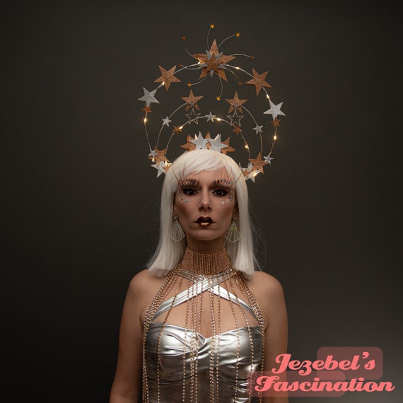 Crescent Moon Star Halo, Golden Luxe Crown, Celestial  display picture 3
