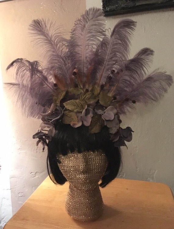Juju Voodoo Skull Veil, Oddity Costume Headdress, WGT Black Brown