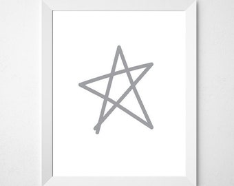 Star Art Print, Space Nursery Decor, Star Themed Nursery, Neutral Nursery Wall Art, Star Themed Baby, Kids Room Printable Art, Star Print