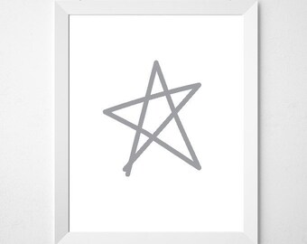 Star Art Print, Space Nursery Decor, Star Themed Nursery, Neutral Nursery Wall Art, Star Themed Baby, Kids Room Printable Art, Star Print