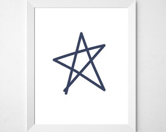 Printable Star Art, Navy Blue Nursery Decor, Star Theme, Cute Wall Decor, Minimalist Art, Stars, Art For Star Theme, Boys Room Art