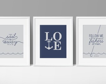 Navy and Gray, Nautical Theme, Navy Nautical, Navy Nursery Art, Nautical Printables, Navy Anchor, Anchor Art, Navy Room, Ocean Nursery