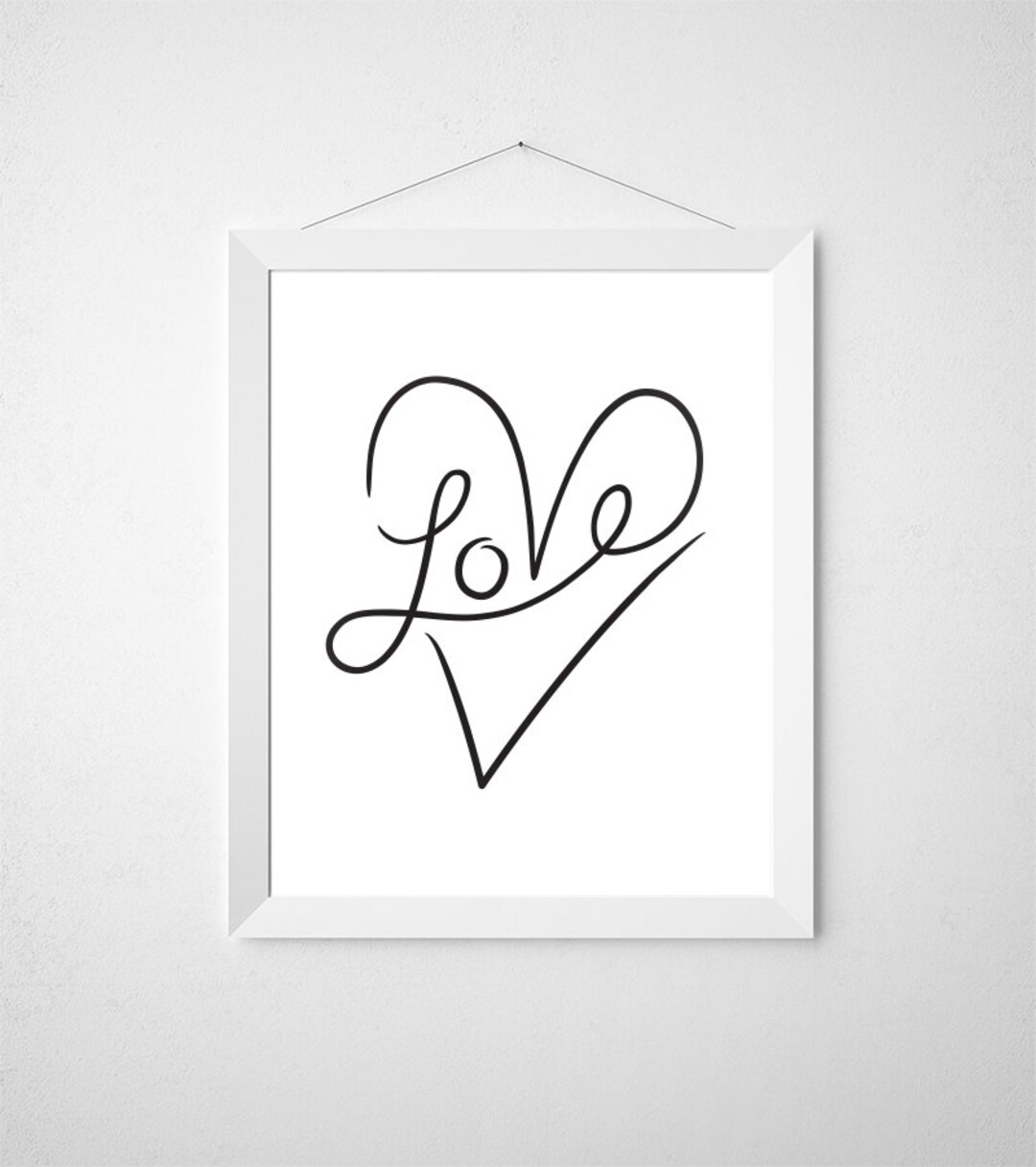 Love Typography, Love Art Print, Word Art, Heart Artwork, Wall Art