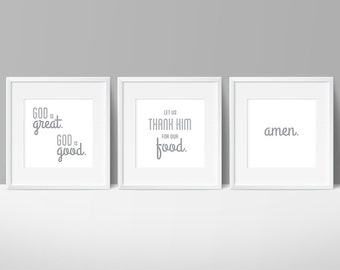Kitchen Decor Gray, God is Great Prayer, Meal Prayer, Kitchen Prayer, Prayer Art, Prayer Printable, Amen, Kitchen, Thankful, Dining Room