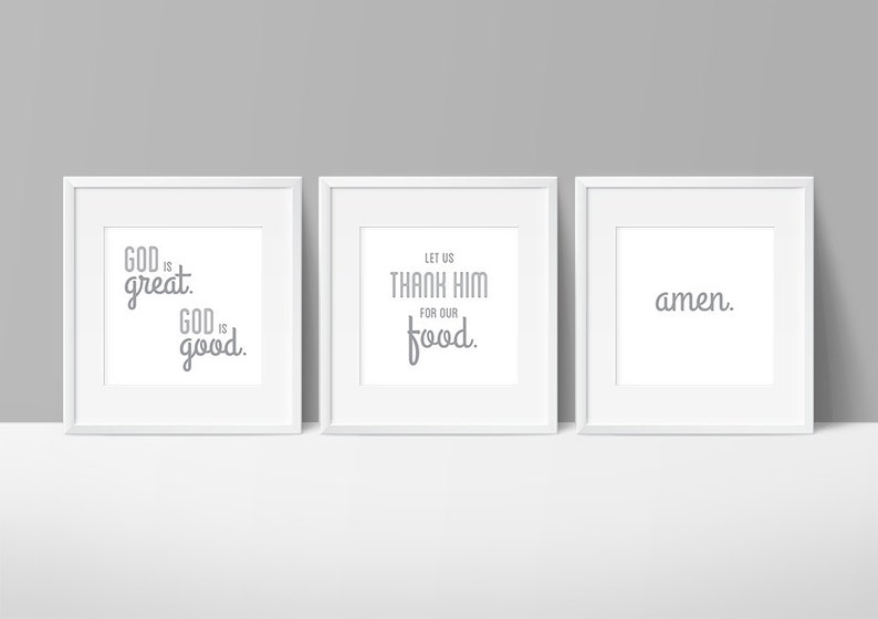 Kitchen Decor Gray, God is Great Prayer, Meal Prayer, Kitchen Prayer, Prayer Art, Prayer Printable, Amen, Kitchen, Thankful, Dining Room image 1