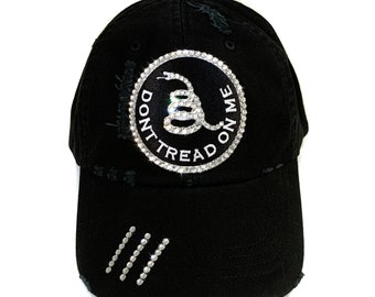 Don't Tread On Me Hat for Women with Crystal Rhinestones