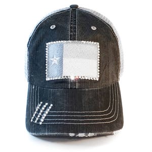 Texas Flag Trucker Hat - Womens Baseball Cap -  Crystal Rhinestones