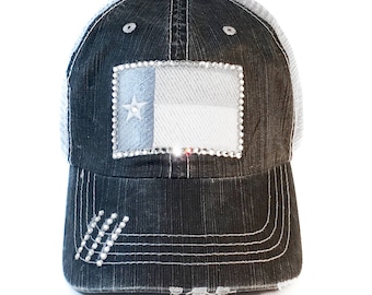 Texas Flag Trucker Hat - Womens Baseball Cap -  Crystal Rhinestones