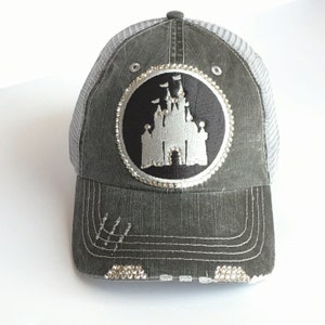 Wife Gift for Disney Fan Disney Mom Hat Distressed Baseball Cap with Crystal Rhinestone Bling Bling image 1