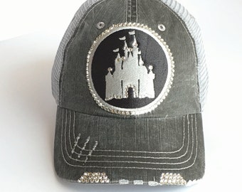 Womens Disney Hat - Disney Castle Baseball Cap - Bling