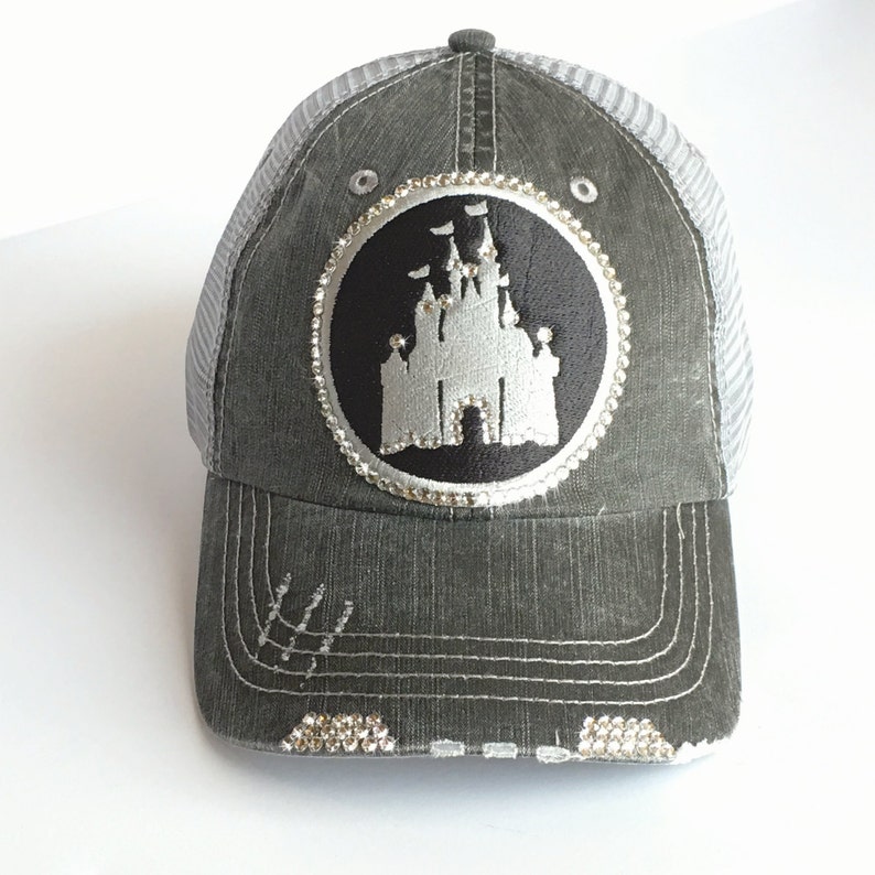 Wife Gift for Disney Fan Disney Mom Hat Distressed Baseball Cap with Crystal Rhinestone Bling Bling image 1