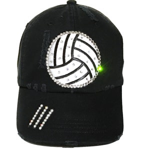 Volleyball High Ponytail Hat - Bling Volleyball Baseball Cap - Volleyball Mom Messy Bun Hat